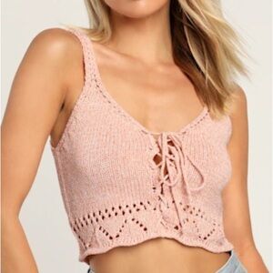 Lace-Up Knit Crop Top